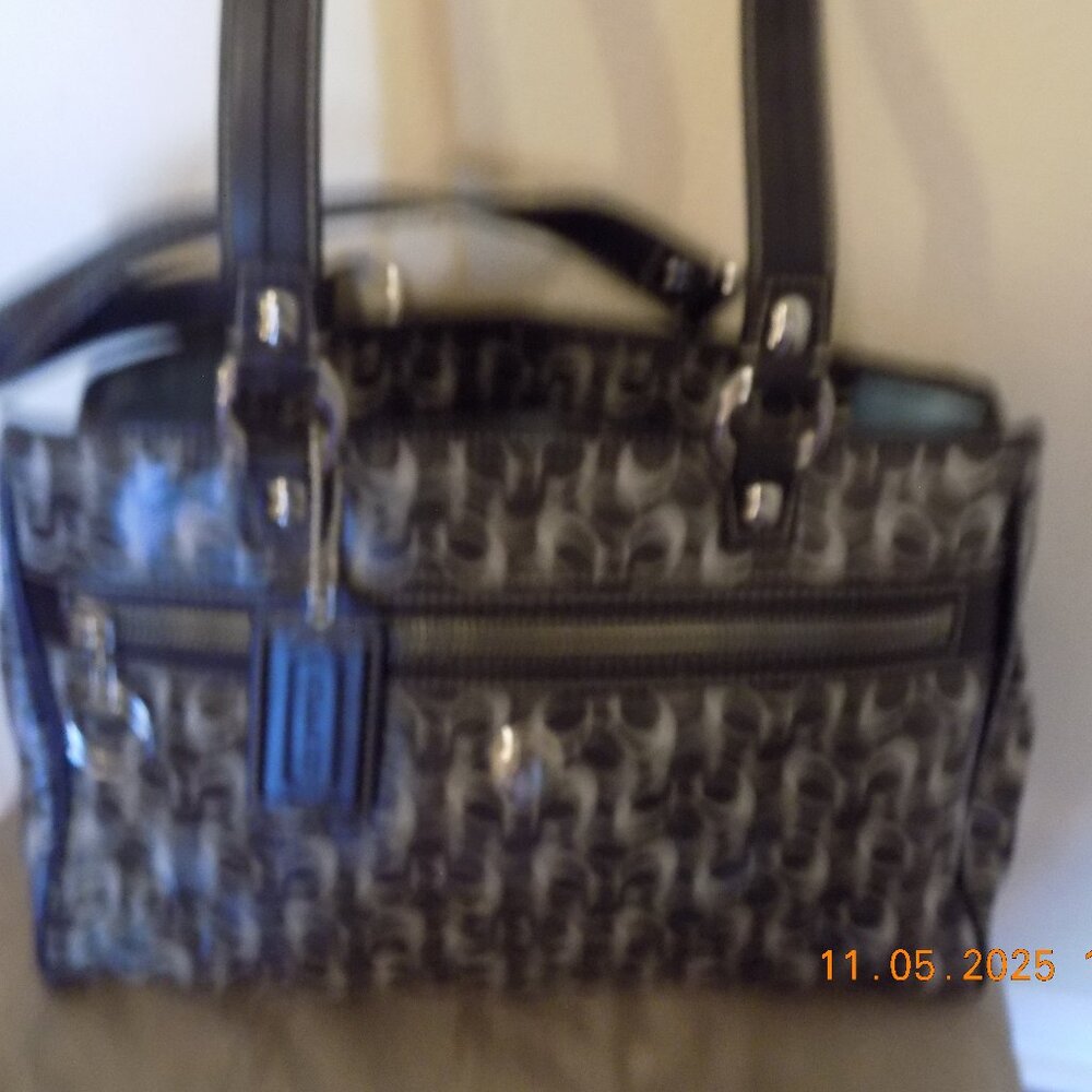 Coach Chelsea Signature Black and Gray Satchel Bag